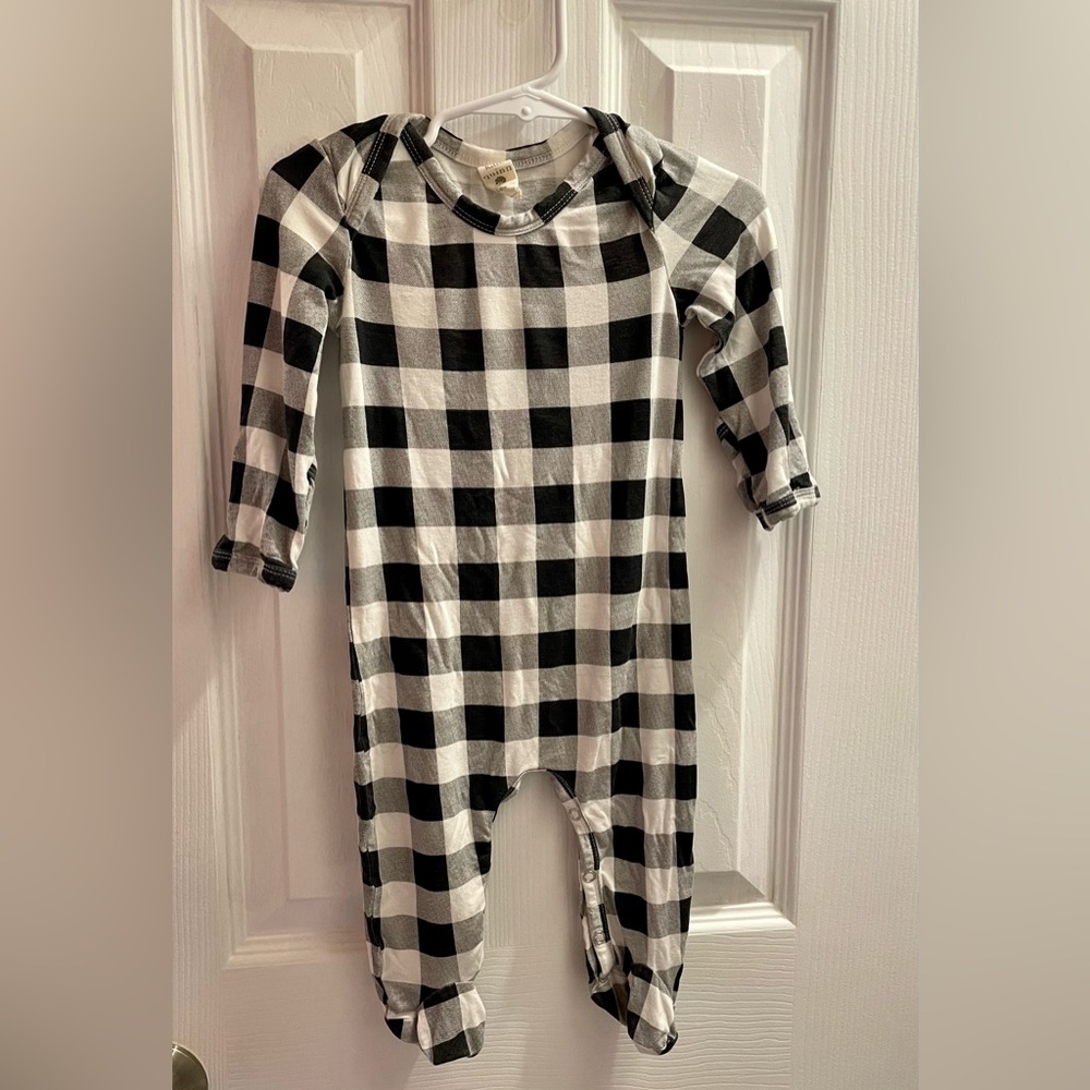 Kate Quinn black gingham footie